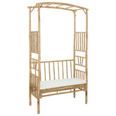 Łuk ogrodowy z ławką kremowobiały 115 x 50 x 205 cm Bambus