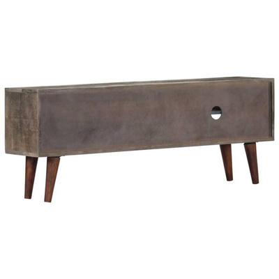 vidaXL Szafka pod TV, szara, 130x30x46 cm, lite surowe drewno mango