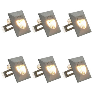Lampy ścienne zewnętrzne LED, 6 szt., 2 W, srebrne, kwadratowe