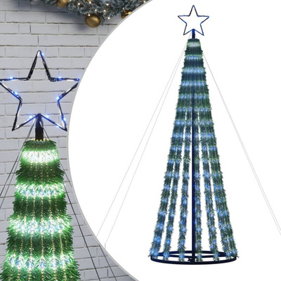 vidaXL Stożkowa choinka z lampek, 275 niebieskich LED, 180 cm