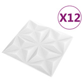 Panele ścienne 12 szt. 50 x 50 cm Białe origami Pianka XPS