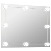 vidaXL Lustro ścienne z lampkami LED, bez ramy, prostokątne, szklane model standard