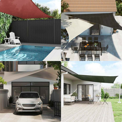 Żagiel przeciwsłoneczny, 160 g/m?, ciemnozielony, 5x7x7 m, HDPE