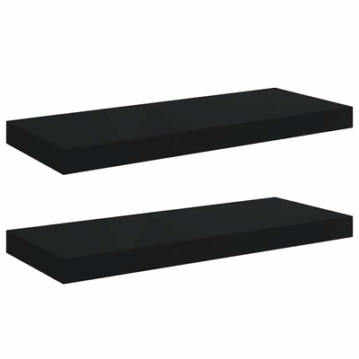 vidaXL Półki ścienne, 2 szt., czarne, 60x23,5x3,8 cm, MDF