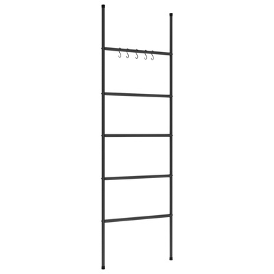 Stojak drabina na ręczniki, z 5 poziomami, czarny, 58x175 cm