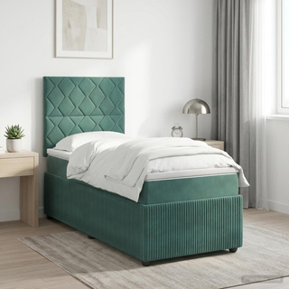 Łóżko z box spring LED z materacem Ciemnozielony 80 x 200 cm