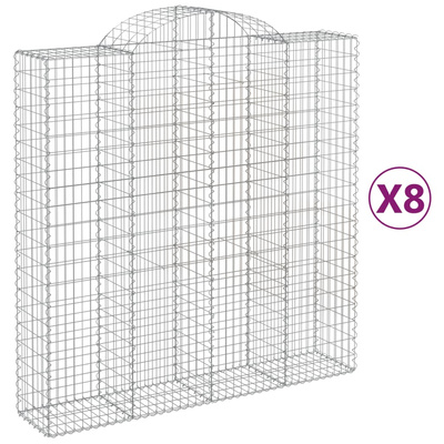 Kosze gabionowe, 8 szt, 200x50x200/220 cm, galwanizowane żelazo