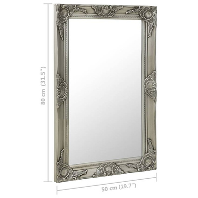 vidaXL Lustro ścienne w stylu barokowym, 50x80 cm, srebrne