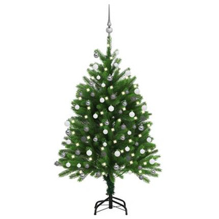 vidaXL Sztuczna choinka z lampkami i bombkami, 120 cm, zielona model standard