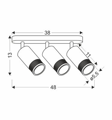 Flin lampa sufitowa listwa czarny 3x15W GU10 klosz czarny+złoty