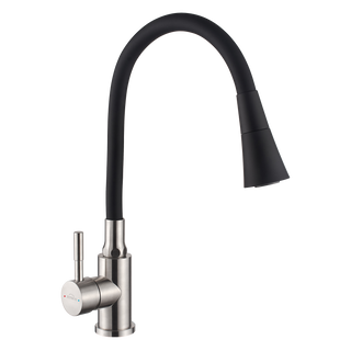 Bateria zlew. gabi z elastyczną 2f wylewką, inox / czarny BZ-87-043-L Invena