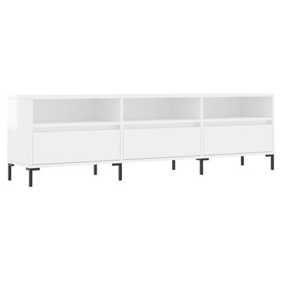 vidaXL Szafka pod TV, wysoki połysk, biała, 150x30x44,5 cm