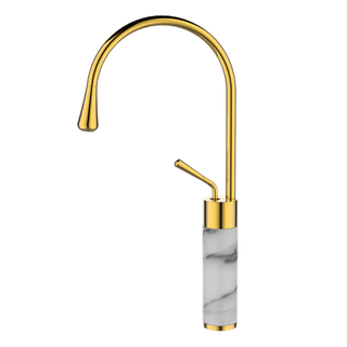 Wysoka bateria umywalkowa GABRO biały/złoty  Invena