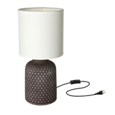 Lampka nocna Iner brązowa ceramiczna z abażurem klasyczna