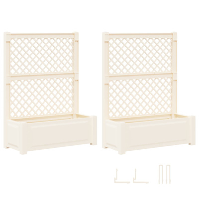 Duża doniczka z trelą 2 pcs Biały 143 x 143 x 133,5 cm PP