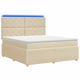 Łóżko z box spring LED z materacem kremowy 160 x 200 cm tkanina
