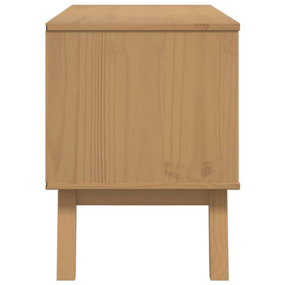 Szafka RTV OLDEN, brązowa, 114x43x57 cm, lite drewno sosnowe
