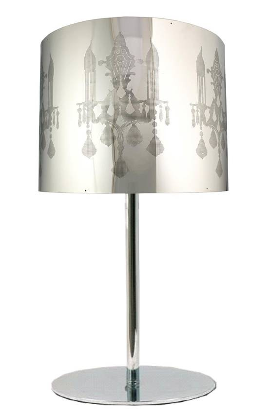 Lampka nocna Arkas srebrna metalowa nowoczesna lampka stołowa