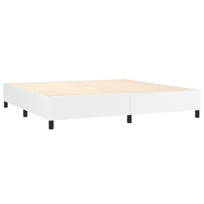 vidaXL Łóżko kontynentalne z materacem, białe, ekoskóra 200x200 cm