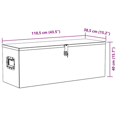 Aluminiowa skrzynia, 110,5 x 38,5 x 40 cm, srebrna