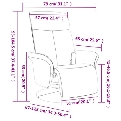 vidaXL Rozkładany fotel masujący z podnóżkiem, jasnoszary, tkanina