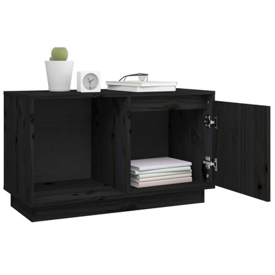 vidaXL Szafka pod TV, czarna, 74x35x44 cm, lite drewno sosnowe