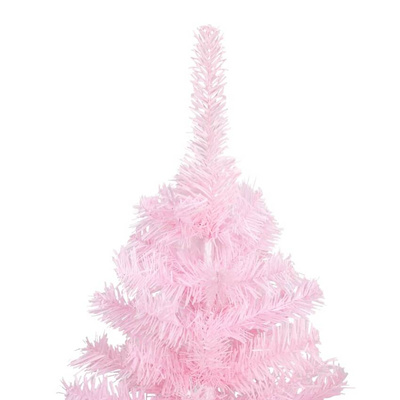Sztuczna choinka z lampkami i bombkami, różowa, 210 cm, PVC vidaXL