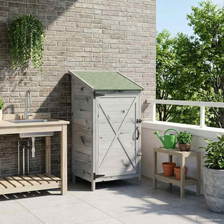 Shed ogrodowy Szary 59,5 x 56 x 113,5 cm Drewno Świerkowe