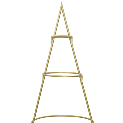 Metalowa choinka świąteczna z podstawą złoty 148 cm