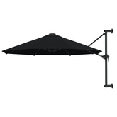 Parasol ścienny na metalowym słupku, 300 cm, czarny