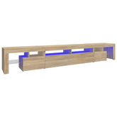 Szafka pod TV z oświetleniem LED, dąb sonoma, 260x36,5x40 cm vidaXL