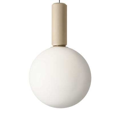 Lampa wisząca Testa beżowa potrójna białe klosze kule nad stół