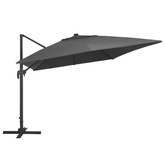 Parasol z LED i aluminiowym słupkiem, 400x300 cm, antracytowy
