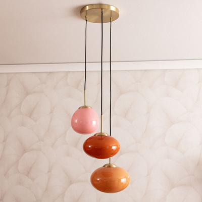 Lampa Wiszącza 3 szkalne Czerwone kule E14 Abruzzo Sfero