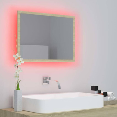 vidaXL Lustro łazienkowe LED, kolor dąb sonoma, 60x8,5x37 cm, akryl