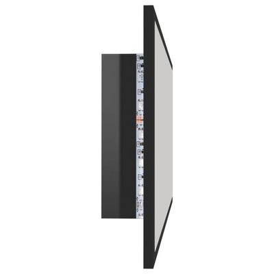 vidaXL Lustro łazienkowe LED, wysoki połysk czarne, 100x8,5x37, akryl