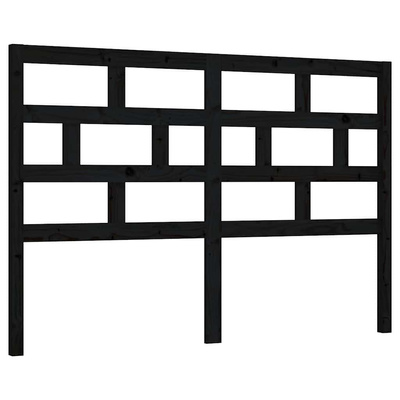 Wezgłowie łóżka, czarne, 126x4x100 cm, lite drewno sosnowe