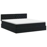 Łóżko ottoman z materacem Czarny 180 x 200 cm Welur