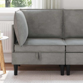 Sofa z miejscem do przechowywania jasnoszary Welur