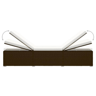 vidaXL 3-częściowy zestaw, leżaki ze stolikiem, polirattan, brązowe