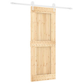 Drzwi przesuwne 80 x 210 cm Lite Drewno Sosnowe (Nieobrobione)