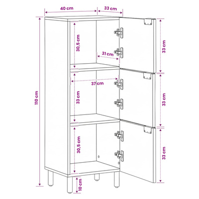 Highboard Wykończenie w kolorze brązowego akacji Drewno z mango