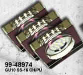 Zestaw trzech opraw Candellux SS-16 GU10 Led z Żarówką Led chrom szkło fioletowe