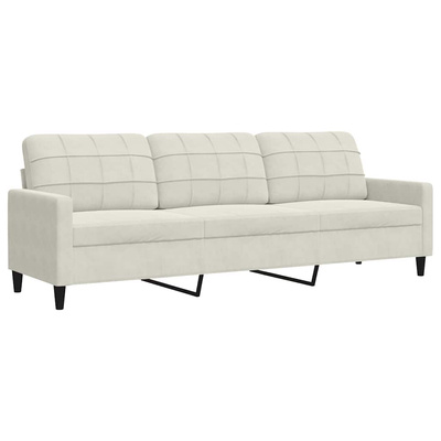 3-osobowa sofa, kremowa, 210 cm, tapicerowana aksamitem