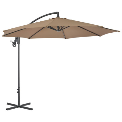 Parasol wiszący ze stalowym słupkiem, 300 cm, taupe