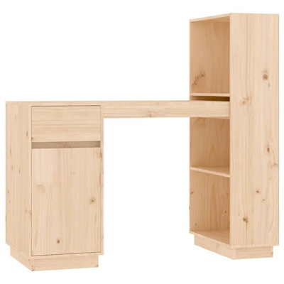 vidaXL Biurko, 110x50x75 cm, lite drewno sosnowe