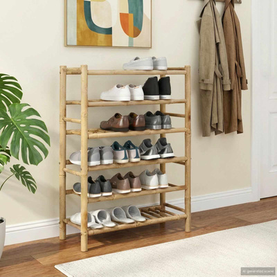 Stojak na buty z półką Naturalny 68 x 28 x 96 cm Bambus