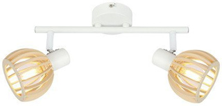 Lampa ścienna listwa 2X25W E14 biały + drewno ATARRI 92-68088