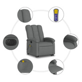 vidaXL Podnoszony fotel masujący, elektryczny, rozkładany, ciemnoszary