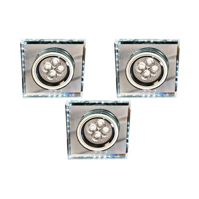 Oprawa stropowa kwadratowa + biały LED 3szt SS-22 99-54746